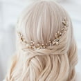 thumbnail image 4 of Namzi Bridal Flower Wedding Hair Pins Crystal Pearl Hair Combs Clips Headpiece Gold Wedding Hair Accessories Jewelry with Rhinestone for Brides Bridesmaids Women Girls (Rose gold), 4 of 4