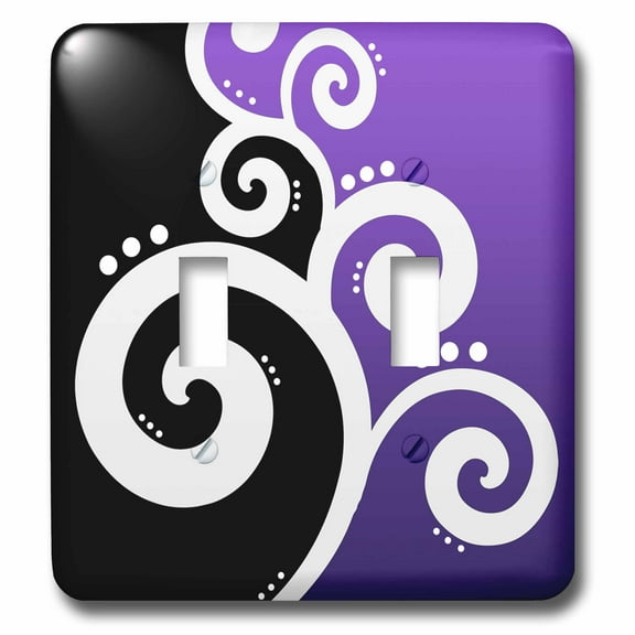 3dRose, Chic Swirls And Dots Purple, double toggle switch