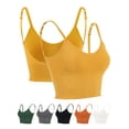 thumbnail image 3 of Gustave 6 Pack Women Cami Bras Seamless Padded Yoga Bralettes Wirefree Workout Sports Bra Comfort Camisole Spaghetti Strap Crop Tops "Black/Gray/Green/Orange/Yellow/White", 3 of 9