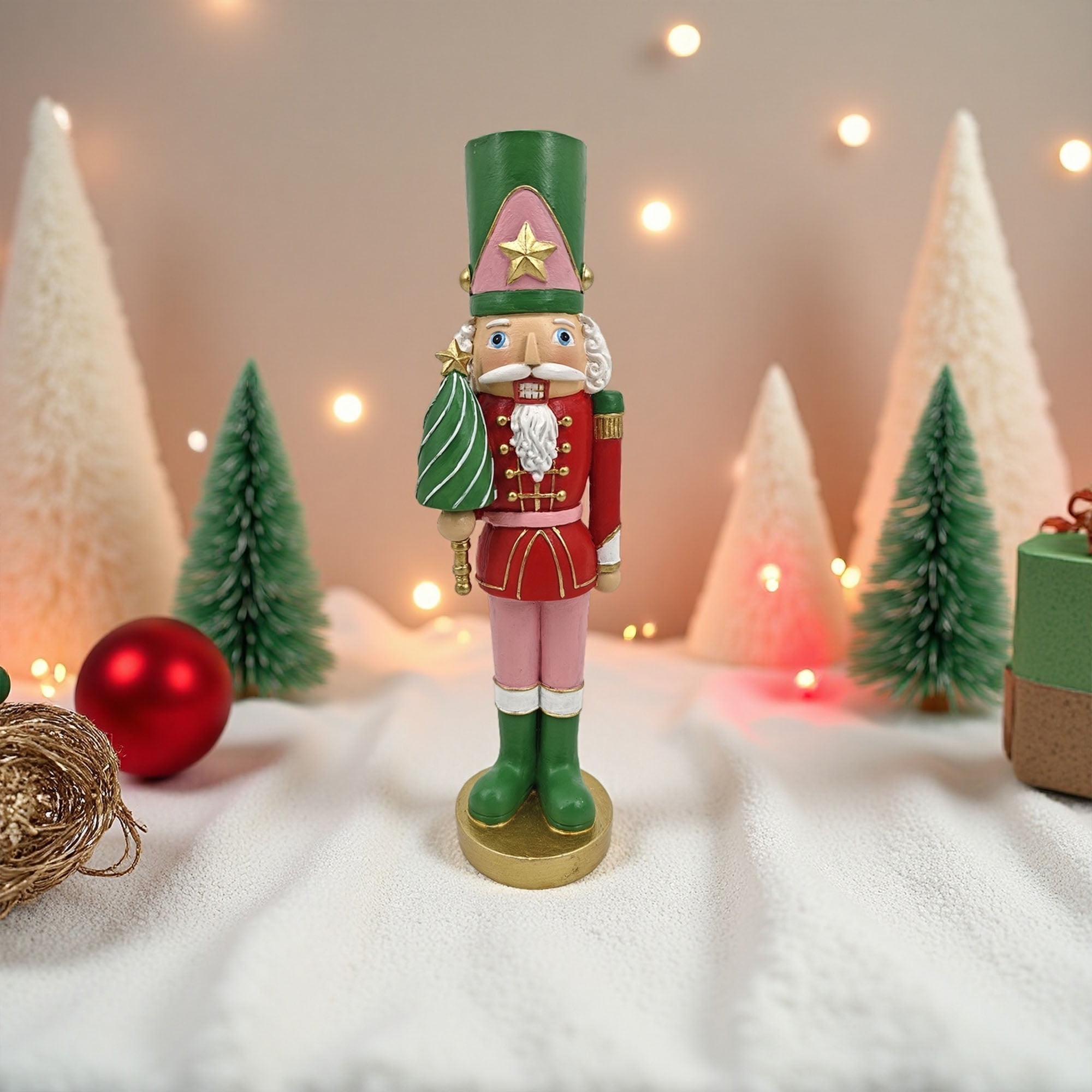 Holiday Time Resin Nutcracker With Tree