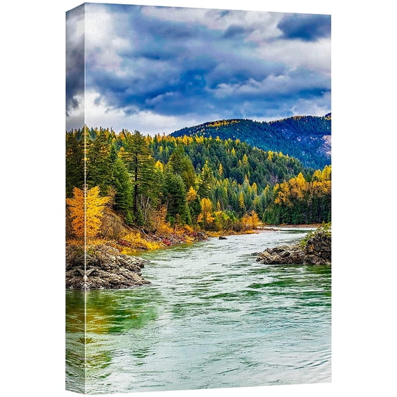 wall26 Canvas Print Wall Art Vibrant Colorado River Rapid Forest Nature Wilderness Photography Realism Decorative Landscape Relax/Calm Zen Multicolor for Living Room, Bedroom, Office - 12"x18&qu