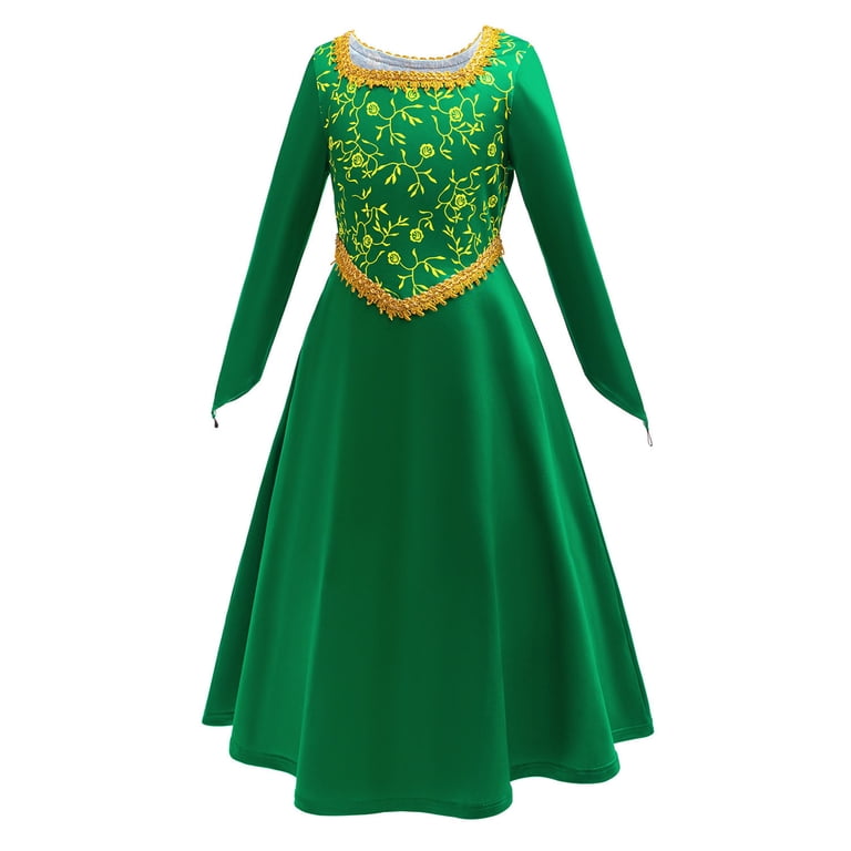 Kids Princess Green Dress Long Sleeve Girls Halloween Cosplay Dress up -  Walmart.com