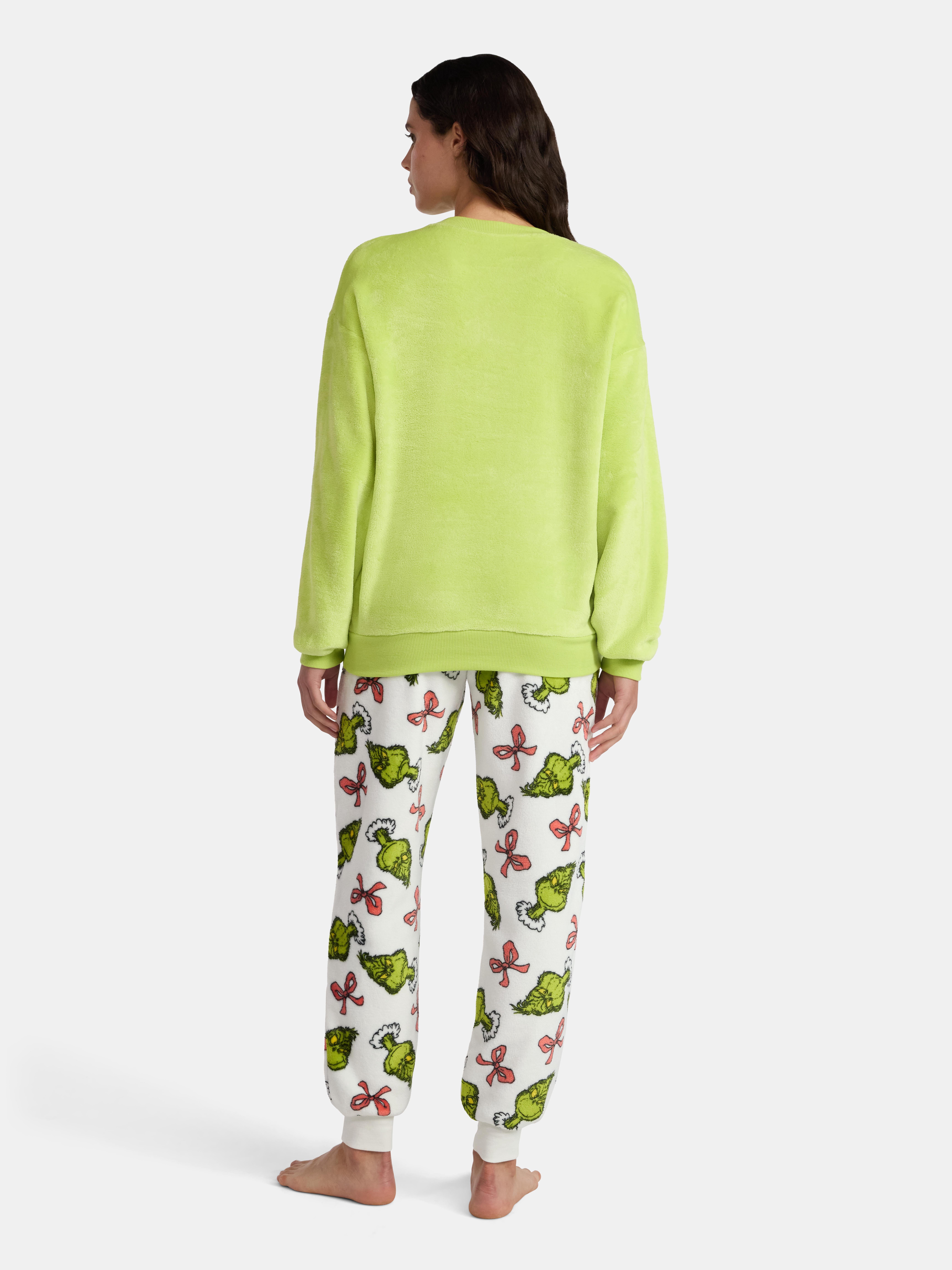 Dr. Seuss The Grinch Women's Plush Graphic Sweatshirt with Long Sleeves, Sizes XXS-XXL