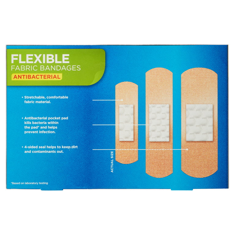 Equate Antibacterial Flexible Fabric Bandages, 100 Count