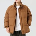 thumbnail image 5 of safuny Winter padded Coats For Men Lightweight Loose Long Sleeve puffer Jackets Zip Up Warm Thermal Fleece Oversized Stylish Parka Hooded Brown XXXL, 5 of 6