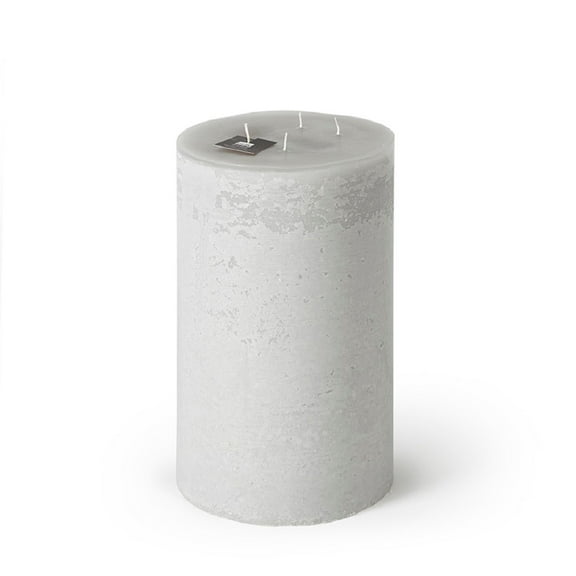 Contemporary Home Living 11.75" White Linen Outdoor Pillar 4-Wick Super Candle