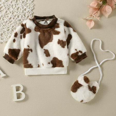 Lilgiuy Baby Boy Girl Sweatshirt Oversized Crewneck Onesie Long Sleeve Outfit Cute Infant Fall Clothes With Shoulder BagBrown 6-12 Months Fall Clothes for 2022 Spring Winter