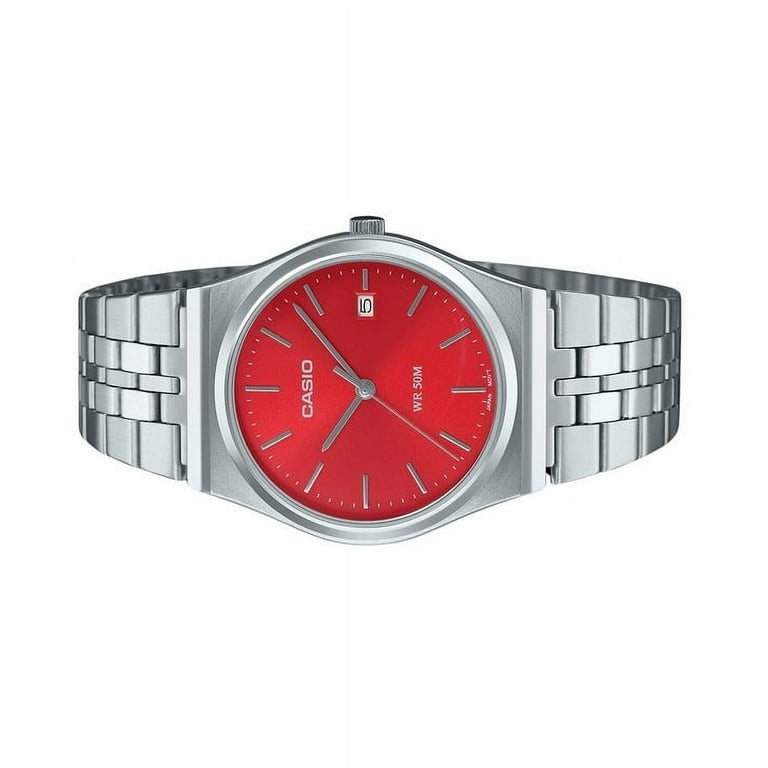 Casio Standard Analog Stainless Steel Red Dial Quartz MTP-B145D