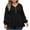Black#women fall tops trendy, variant on VINUSLI Long Sleeve Fitted Sweaters for Women Ribbed Knit Babydoll Ruffled Hem Cute Sweatshirts Plus Size V Neck Button Down Peplum Pullover Tops Black,XL