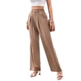 thumbnail image 3 of Women'S Wide Leg Dress Pants High Waisted Trousers Business Casual Slacks Button Palazzo Pant Khaki XS, 3 of 10
