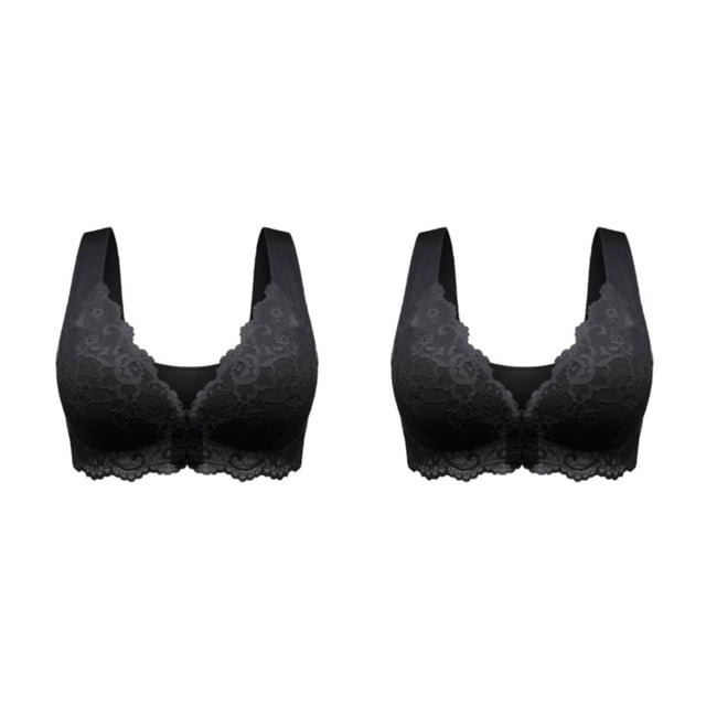 Qarigey Sujetador cómodo de belleza con cierre frontal, 5D que moldea sin costuras, sin belleza, deportes de espalda, cómodo, informal, Negro 5XL 2piezas