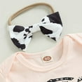 thumbnail image 3 of Newborn Baby Girl Clothes Letter Printed Short Sleeved Romper + Cow Pattern Printed leggings + Headband 3 PCS Outfits Set, 3 of 5