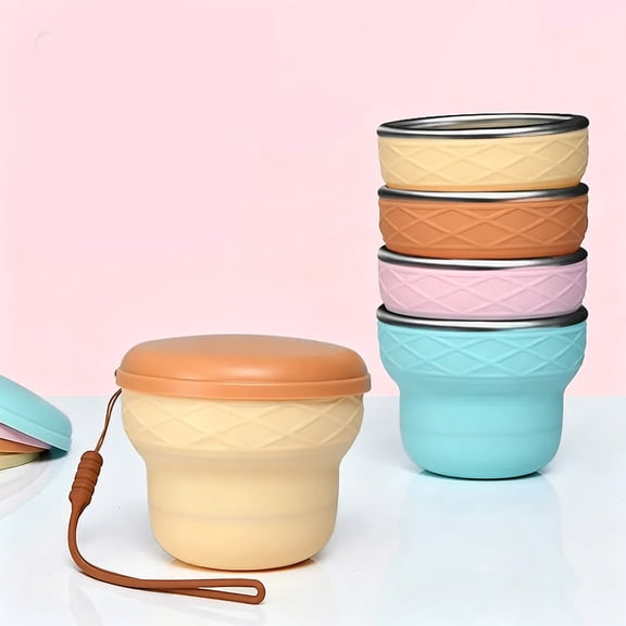 Collapsible Cup for Traveling, Silicone Foldable Cup, Camping Mug with Lid, Folding Mug for Camping, Hiking, Outdoors, Travel 1pc