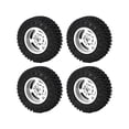 thumbnail image 1 of Front Rear Rubber Tires, Durable Wear  Heavy Duty Anti Skid Strong Cushioning RC Tires and Wheel Rims Set  for 1/24 RC Car Black,Silver,Red, 1 of 8