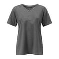 thumbnail image 3 of Duoif T Shirts for Women, Women's Fashion Solid Color Short Sleeved V Neck Tops Womens Tops F XXL, 3 of 3
