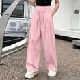 thumbnail image 2 of zbxnLI Kid's Straight Leg Pants Solid Color Elastic Waist Sports Pants Fashion Casual Comfy Trousers with Pockets, 2 of 6