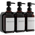 thumbnail image 1 of Dispensador de Shampoo y Acondicionador, 3 Piezas Dispensador de Jabon Baño Pared con Etiquetas Impermeables, Sin Taladrar Dispensadores de Jabon de Ducha para Baño y Cocina, Ámbar, 1 of 4