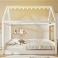 thumbnail image 3 of Full Size Upholstered House Daybed with LED Lights - Beige Corduroy, Solid Wood Frame, 80"x57" Bedroom Furniture. Cozy &amp; Stylish Design, 3 of 21