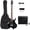 Black, variant on Flame Shaped Electric Guitar with 20W Electric Guitar Sound HSH Pickup Novice Guitar Audio Bag Strap Picks Shake Cable Wrench Tool Black