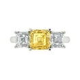 thumbnail image 2 of 4.0ct square emerald cut yellow natural citrine 14k white gold 3 stoneBridal Wedding Engagement Promise Anniversary Ring for Women size 8.25, 2 of 7