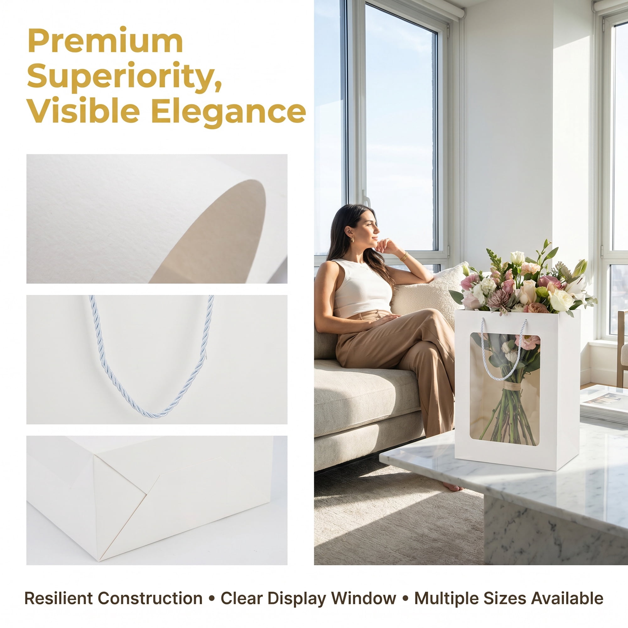 Unique Bargains Gift Bags with Handles to Elevate Gifting White 7.9" x 5.9" x 11.8"