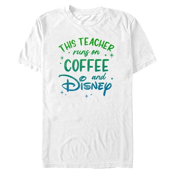 Mens Disney This Teacher Runs on Coffee T Shirt