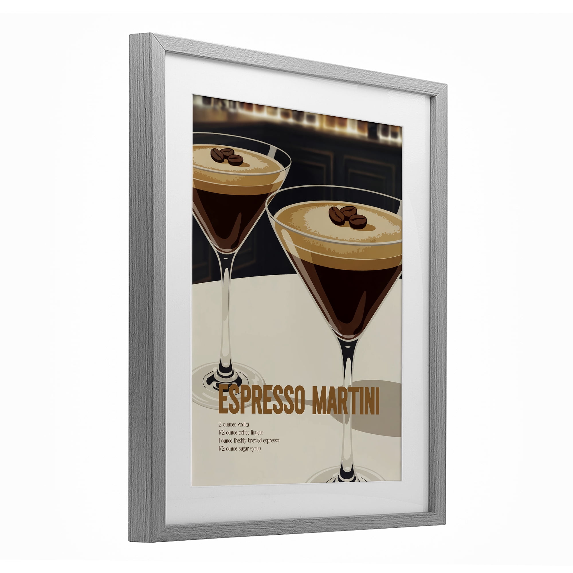 Stupell Industries Sleek Modern Espresso Martini Gray Framed Print Under Glass, design by Andreas Magnusson