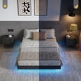 thumbnail image 3 of YouTrend Queen Bed Frame with RGB LED Lights,Floating Bed with Fluted Design;Heavy Duty Steel, Modern Metal Queen Size Bed,Black, 3 of 8