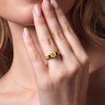 thumbnail image 4 of Gem Stone King 18K Yellow Gold Plated Silver Canary Mystic Topaz Black Diamond and White Moissanite Engagement Ring for Women (1.47 Cttw, Gemstone, Round 6MM and 3MM, Size 8), 4 of 4