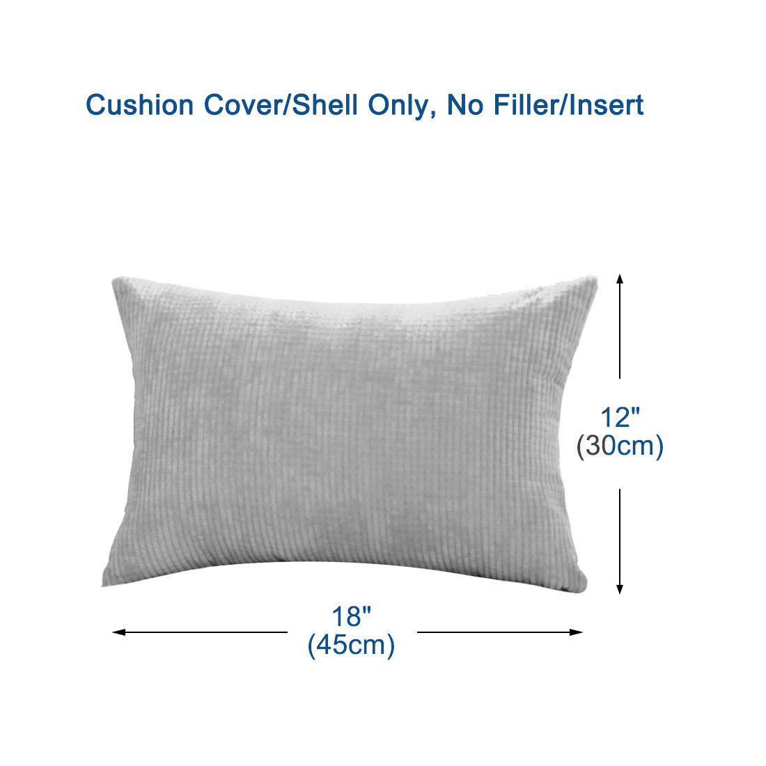 Set of 2 Decorative Throw Pillow Case Cushion Covers Light Gray 12