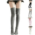 thumbnail image 6 of Xfvqtps Womens Thigh Socks Over The Knee Ribbed Pattern Solid Color Knitting Leg Warmers Non Shedding Elastic Premium Comfortable Soft Cozy Warm Winter Thigh High Socks Black, 6 of 7