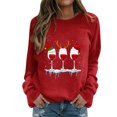 thumbnail image 1 of Gibobby Sudaderas para mujer navidad Sudadera de cuello redondo con estampado navideño para mujer, camisetas informales de manga larga para entrenamiento(Rojo,G), 1 of 4