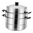 thumbnail image 4 of Olla de con tapa Pot de ante de 3 niveles de fondo para cocinar 30 cm, 4 of 8