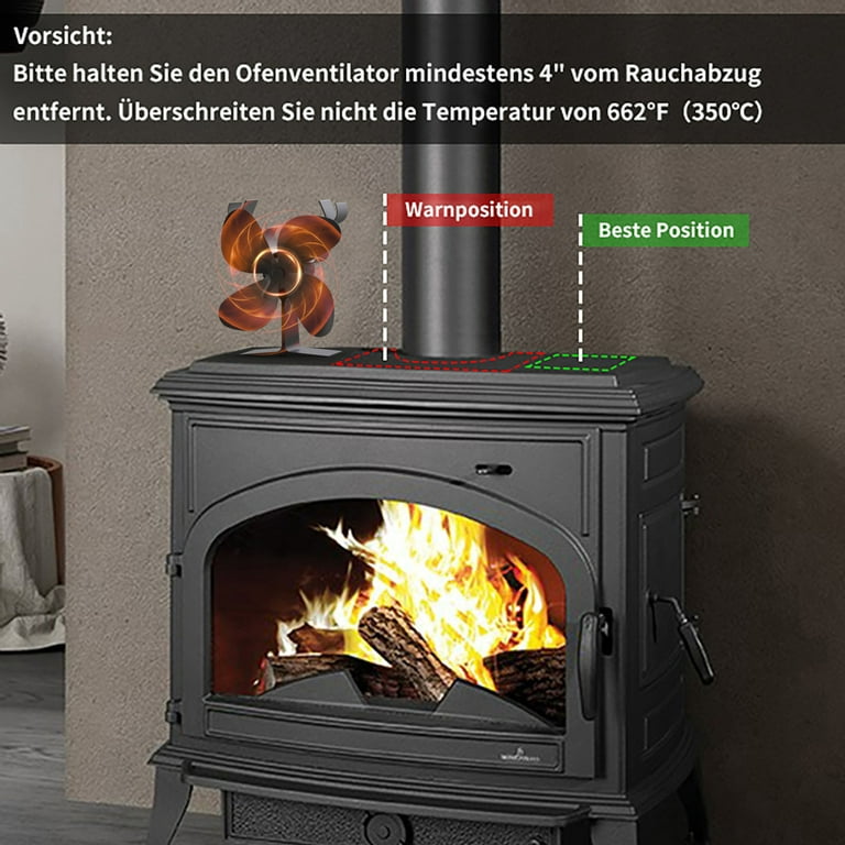 Solacol Updated Large 4-Blade Wood Stove Fan Heat Powered, Quiet Operation Fireplace Fan Home Heating Non Electric Wood Stove Accessories Heater