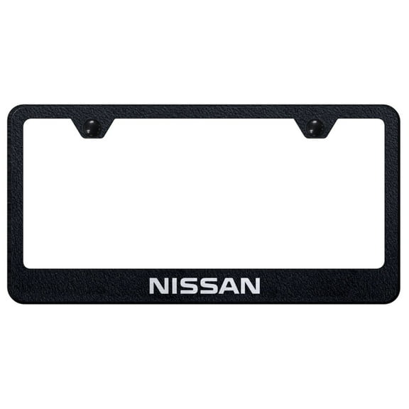 Nissan Laser Etched Logo Stainless Steel License Plate Frame (Rugged Black)