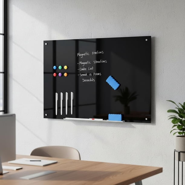 Yeshouse pizarra magnética de vidrio para pared, sin marco, incluye bandeja para marcadores, fácil de limpiar, ideal para oficina, cocina, aula o reuniones