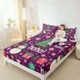 thumbnail image 4 of Manfei Cartoon Christmas Snowman Twin Sheet Sets,Merry Xmas Twin Fitted Sheet,Purple Pink White Flat Sheet For Girl Boys Kids,Super Cozy Room Decor,3-Piece, 4 of 7