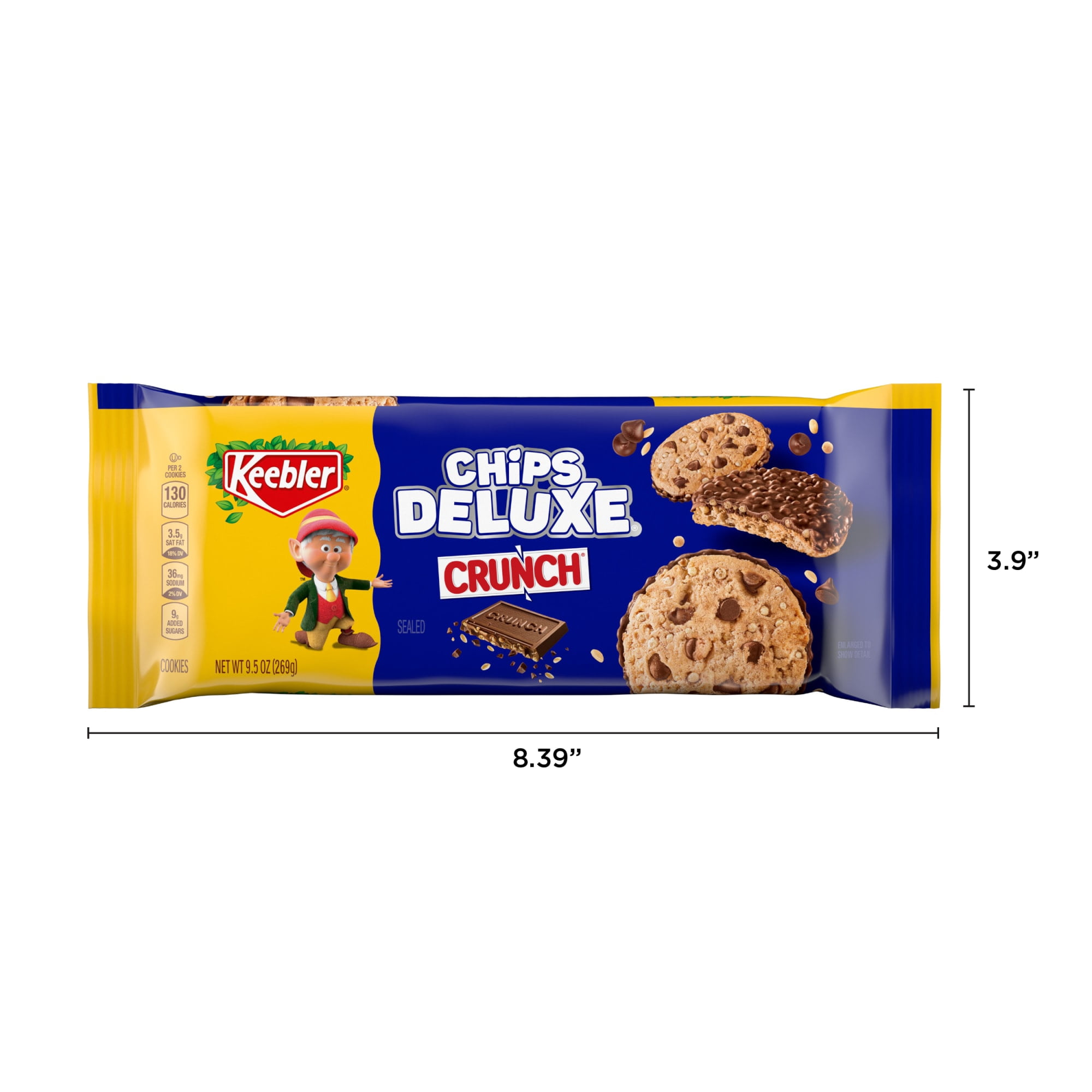 Keebler Chips Deluxe CRUNCH Cookies with Milk Chocolate Chips and Crisped Rice, Crunchy Chocolate, 9.5 oz