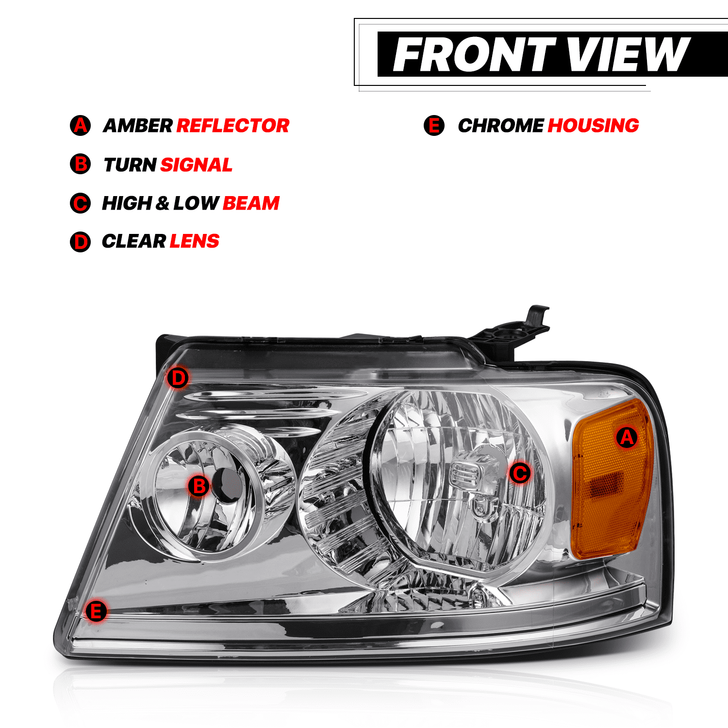 M-AUTO L&R Headlights Assembly for 2004-2008 Ford F-150