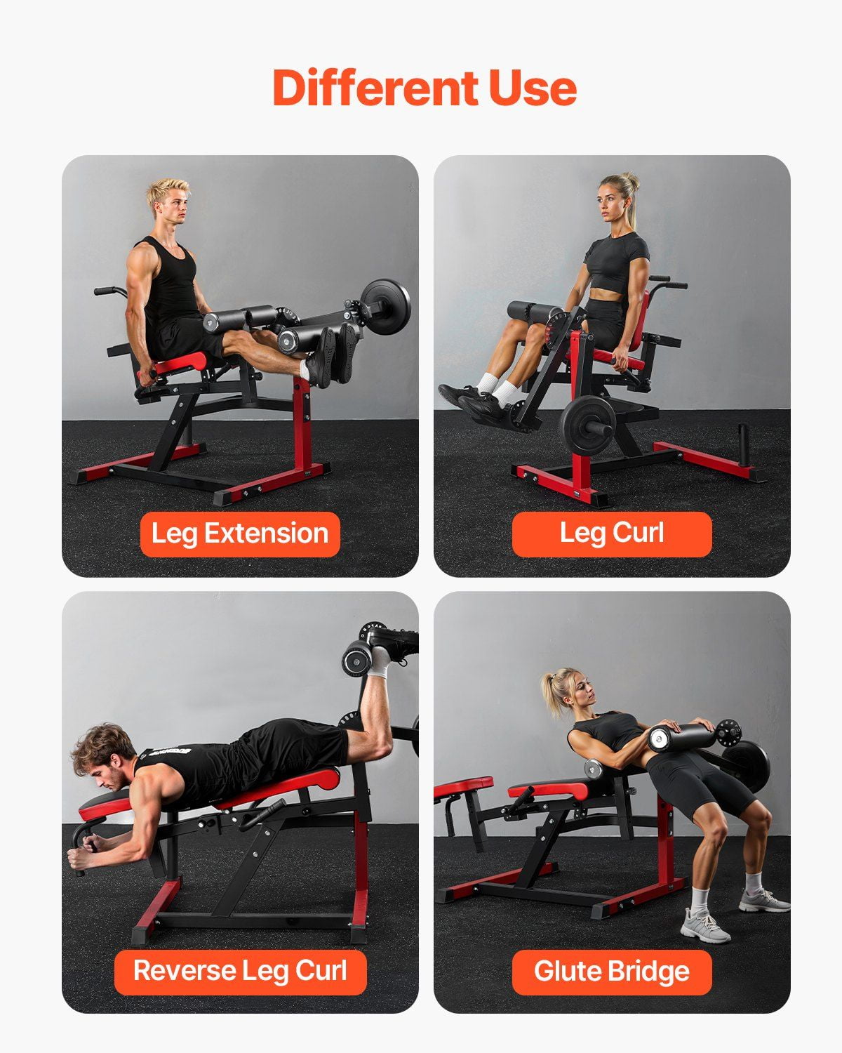 Seated Leg Extension & Curl Machine with Rotary Feature, Adjustable Heavy Duty Thigh Workout Bench for Home Gym, 550 LBS Capacity, Lower Body Trainer
