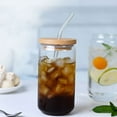thumbnail image 5 of 2 Pcs Glass Jar with Lid Clear Mugs Beverage Cups Straw Cold Coffee Glasses for Can Heat-resistant Wooden Travel, 5 of 6