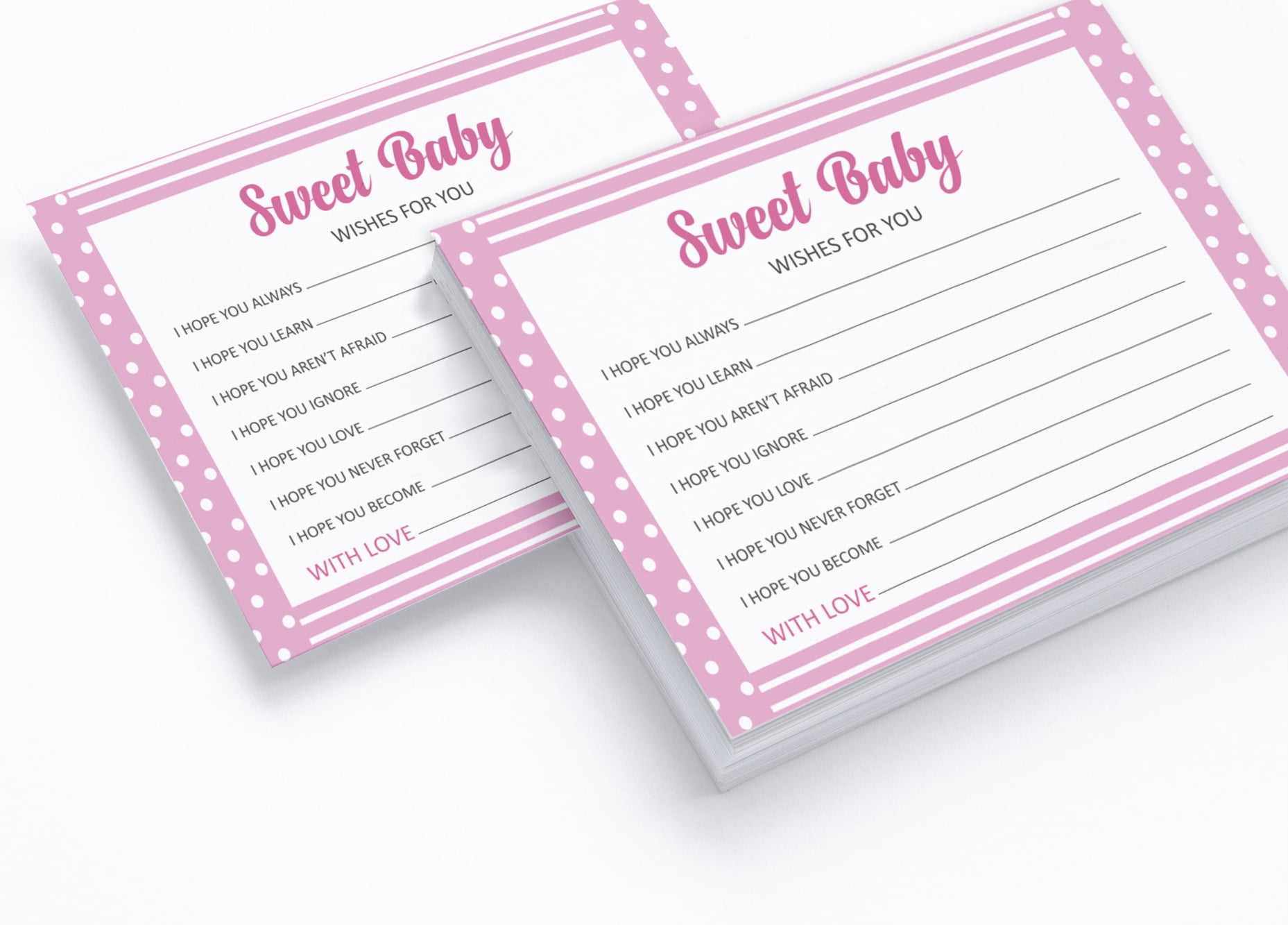 Inkdotpot Wishes For Baby Cards For Baby Shower - Girl Baby Shower Party  Collection, Polka Dot \u0026 Bow Theme, Wishes For The Baby Cards, Activities  Party Supplies - Pack Of 50 - Walmart.com, image size:1857x1333
