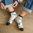 thumbnail image 3 of Rateoe Cute Dinosaurs Pattern Quarter Crew Socks,Toe Seamed Ankle Socks,Cotton Cushioned Breathable Athletic Crew Sports Socks, 3 of 7
