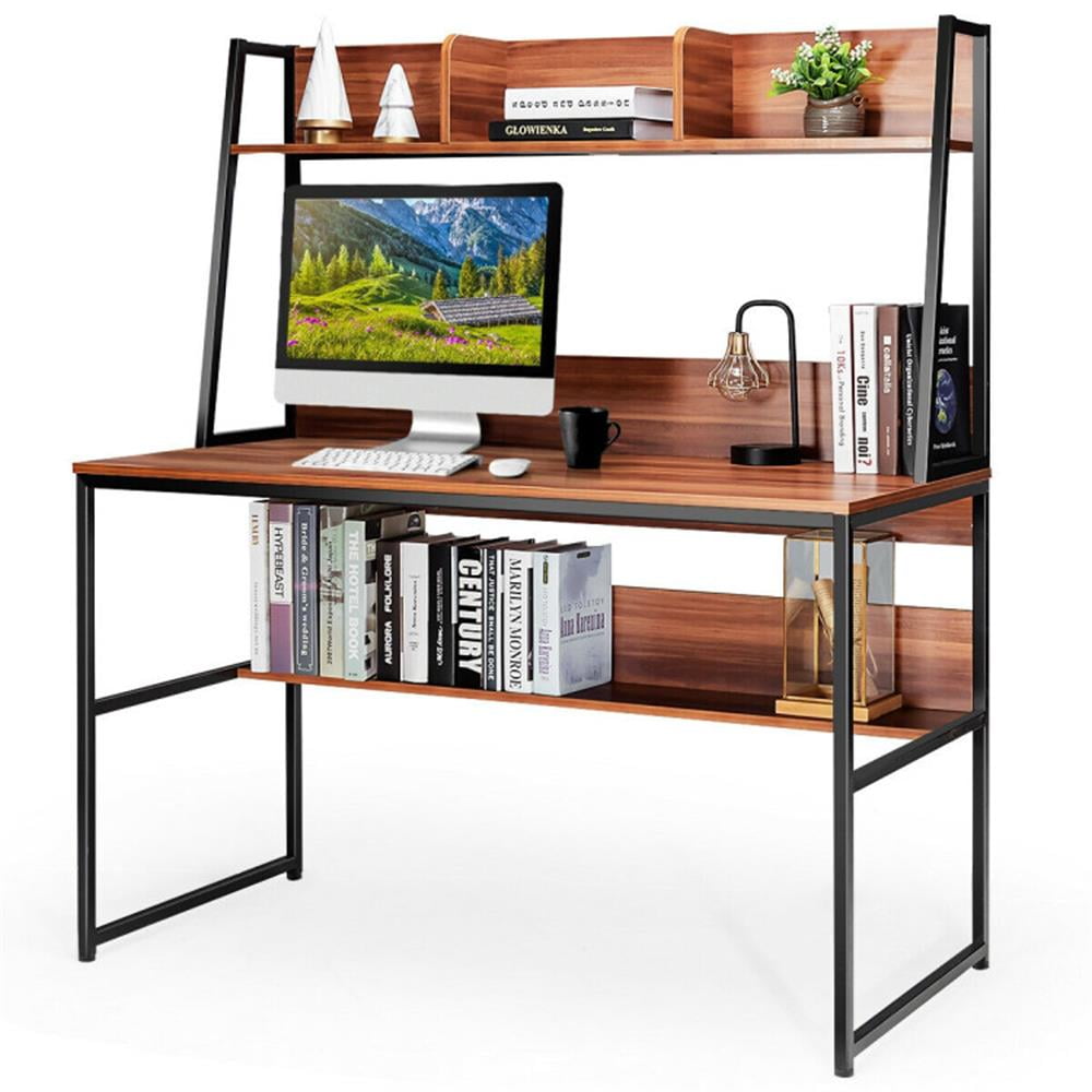 Demi Bonn 47" Computer Desk Writing Study Table Workstation, Gaming Workstation Home Office Desks, Brown