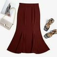 thumbnail image 7 of vigerkar Women's Elegant Vintage Velvet Midi Skirt Flowy Panel Design Pleated Maxi Skirt Wine, S, 7 of 7