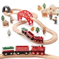 thumbnail image 1 of Juego de trenes de madera con diseño de bosque de judías gigantes, 36 unidades, para niños pequeños, 1 of 7