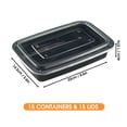 thumbnail image 2 of GARITIN Meal Prep Containers 15 Pack, Plastic Disposable Food Storage Containers with Lids for Food, Microwave Safe To Go Take Out Lunch Containers, 30-Piece, 2 of 8