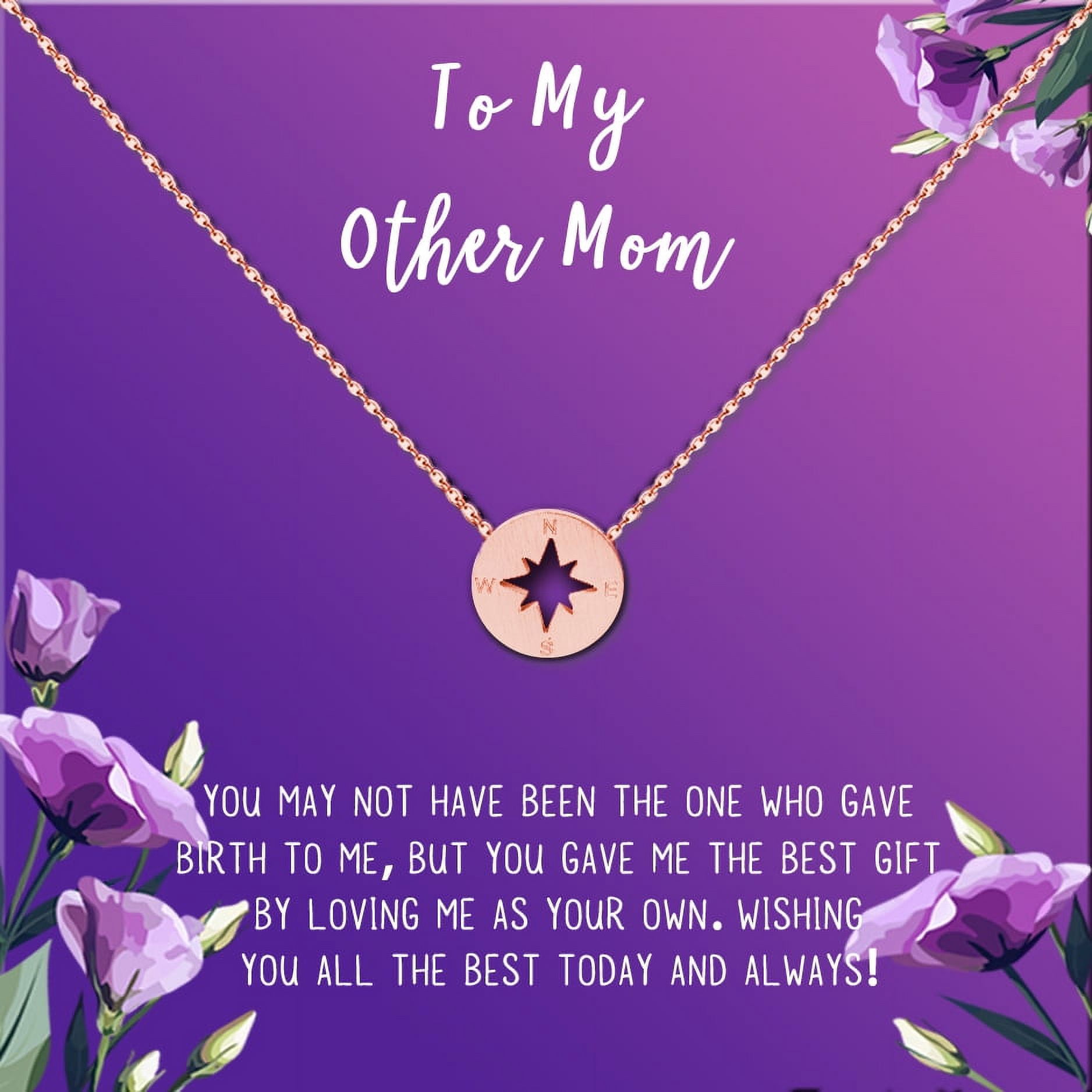 Necklace and Card Gift Set, Mother's Day Jewelry for Her, Gift for Mom, Pendant Necklace for Mom, Special Occasion Gifts, Gift Set for Mom, Stainless Steel [Rose Gold Compass, 18" Chain]