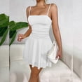 thumbnail image 6 of Women's Sexy Spaghetti Strap Ruched Mini Dress Layered A-Line Graduation Party Sundress, 6 of 8
