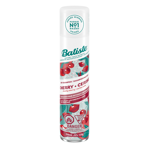 Batiste Dry Shampoo Spray, Cherry Scent, 200-ml, Fruity & Cheeky Cherry Scent, Leaves Hair Smelling Great, Instantly Refresh Hair and Absorb Oil Between Washes